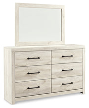 Cambeck Twin Panel Bed with Mirrored Dresser, Chest and Nightstand in Whitewash - PKG003010