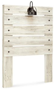 Cambeck Twin Panel Headboard Bed with Mirrored Dresser and 2 Nightstands in Whitewash - PKG002952