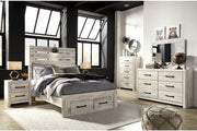 Cambeck Whitewash Full Panel Bed with 2 Storage Drawers - DMV FurnitureFull Bed