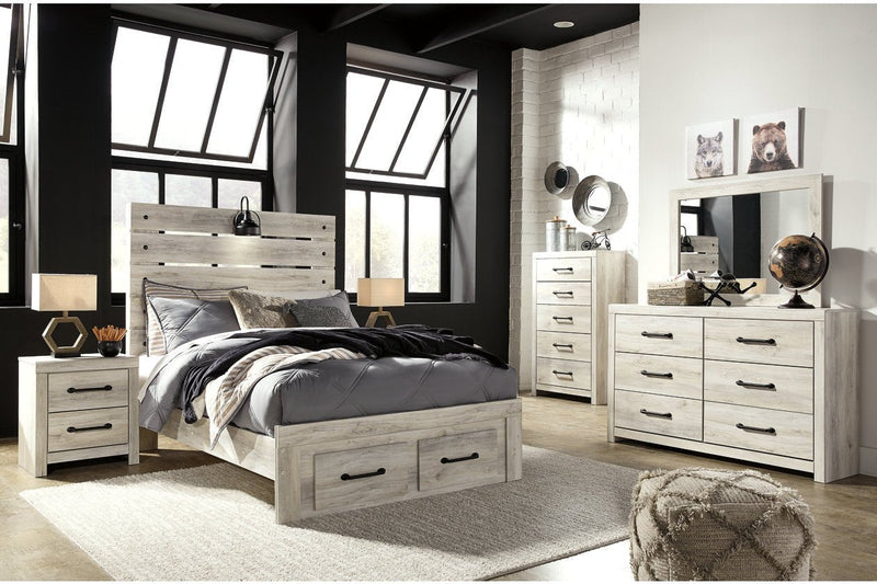 Cambeck Whitewash Full Panel Bed with 2 Storage Drawers - DMV FurnitureFull Bed