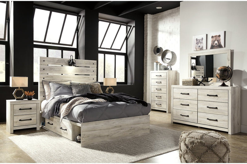 Cambeck Whitewash Full Panel Bed with 2 Storage Drawers - DMV FurnitureFull Bed