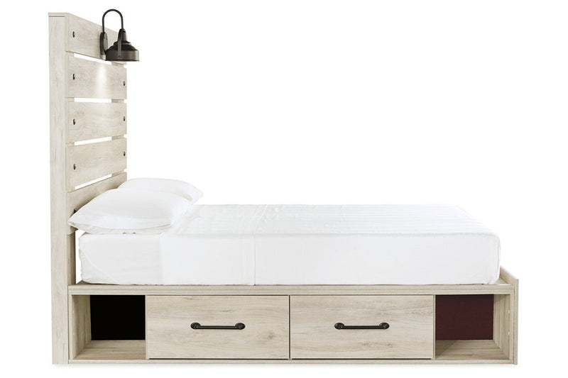 Cambeck Whitewash Full Panel Bed with 2 Storage Drawers - DMV FurnitureFull Bed