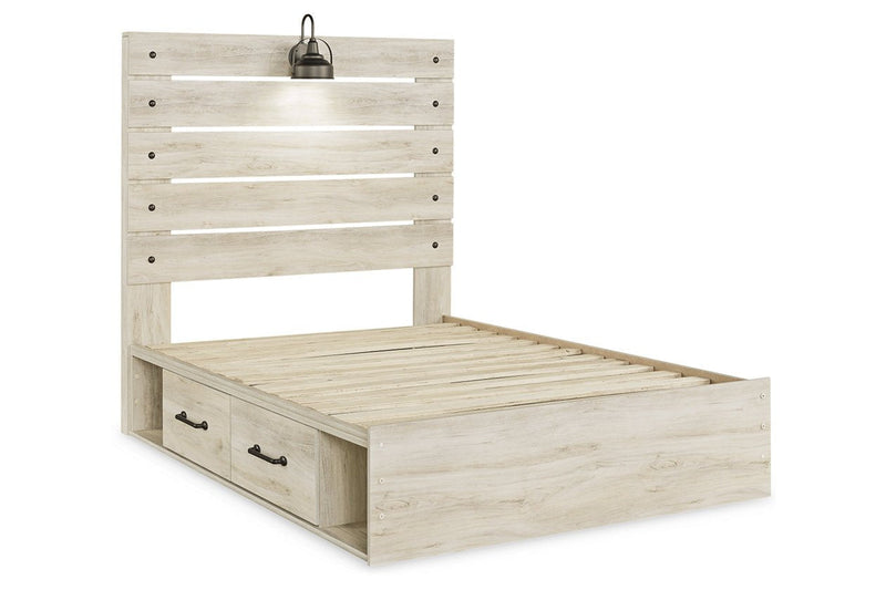 Cambeck Whitewash Full Panel Bed with 2 Storage Drawers - DMV FurnitureFull Bed