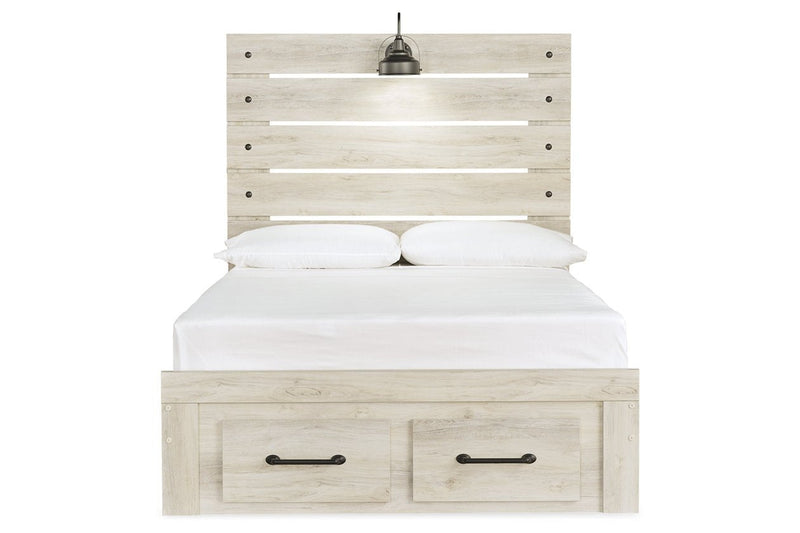 Cambeck Whitewash Full Panel Bed with 2 Storage Drawers - DMV FurnitureFull Bed