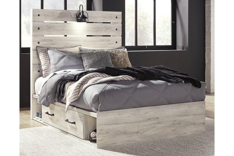 Cambeck Whitewash Full Panel Bed with 2 Storage Drawers - DMV FurnitureFull Bed