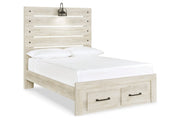 Cambeck Whitewash Full Panel Bed with 2 Storage Drawers - DMV FurnitureFull Bed