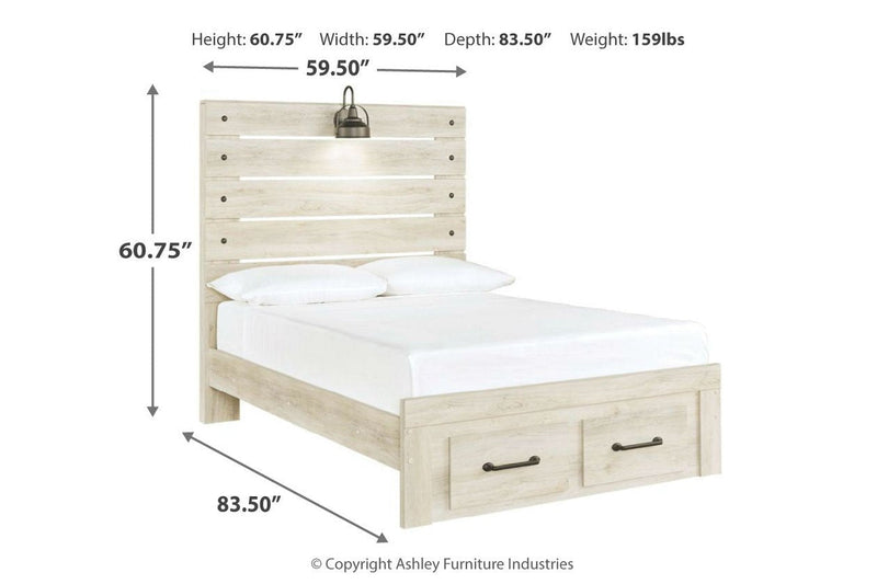 Cambeck Whitewash Full Panel Bed with 2 Storage Drawers - DMV FurnitureFull Bed