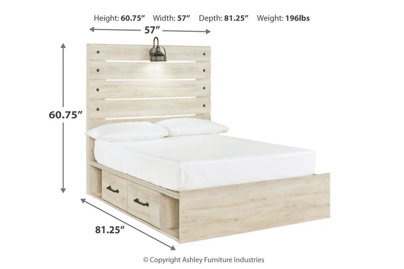 Cambeck Whitewash Full Panel Bed with 2 Storage Drawers - DMV FurnitureFull Bed