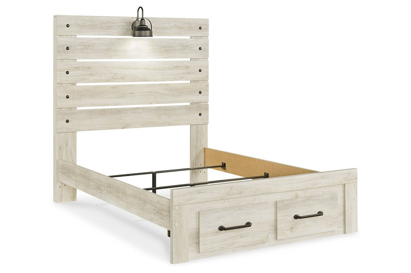Cambeck Whitewash Full Panel Bed with 2 Storage Drawers - DMV FurnitureFull Bed