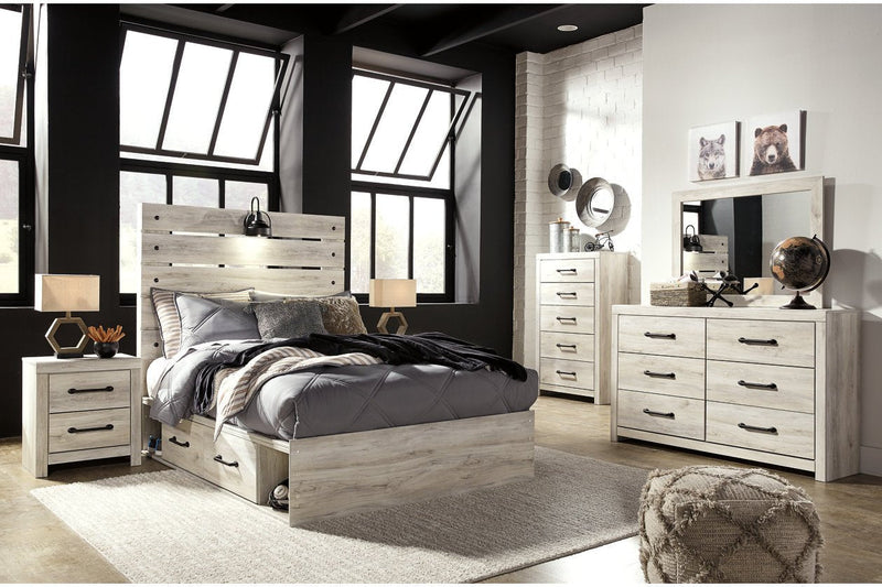 Cambeck Whitewash Full Panel Bed with 4 Storage Drawers - DMV FurnitureFull Bed