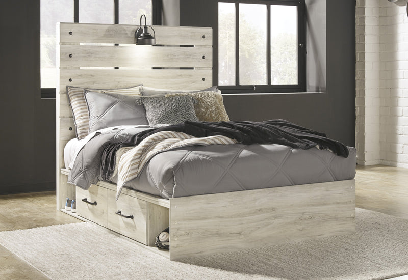 Cambeck Whitewash Full Side Storage Platform Bed - DMV FurnitureFull Bed
