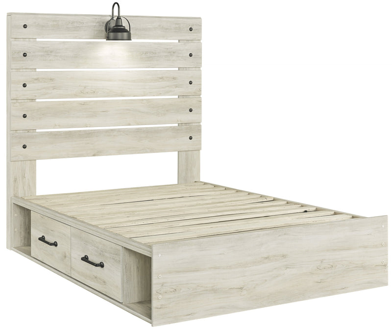 Cambeck Whitewash Full Side Storage Platform Bed - DMV FurnitureFull Bed