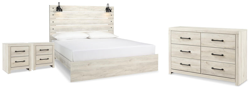 Cambeck Whitewash King Panel Bed, Dresser and 2 Nightstands - B192B117