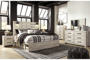 Cambeck Whitewash King Panel Bed with 2 Storage Drawers - DMV FurnitureKing Bed