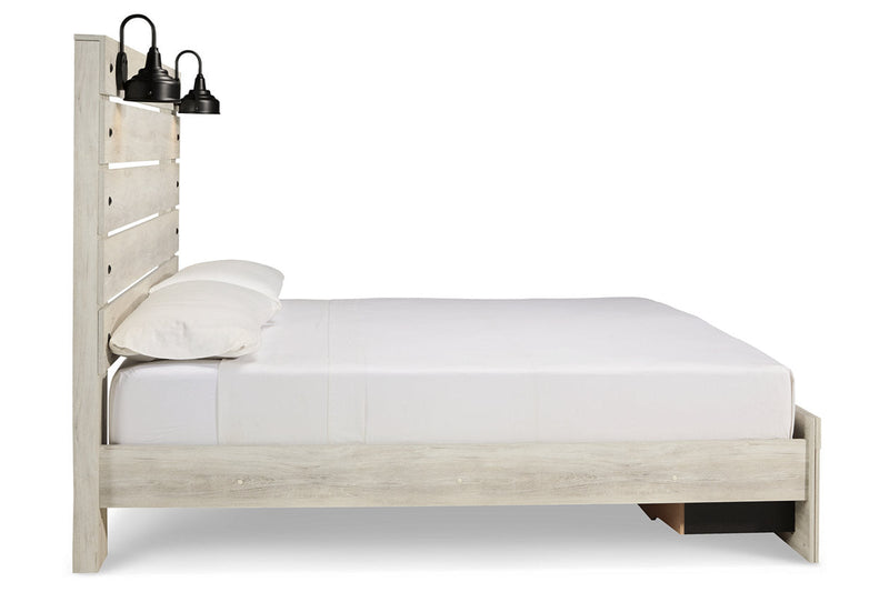Cambeck Whitewash King Panel Bed with 2 Storage Drawers - DMV FurnitureKing Bed