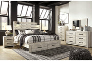 Cambeck Whitewash King Panel Bed with 2 Storage Drawers - DMV FurnitureKing Bed