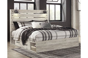 Cambeck Whitewash King Panel Bed with 2 Storage Drawers - DMV FurnitureKing Bed
