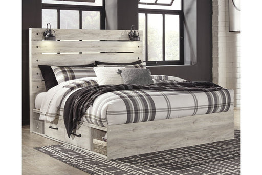 Cambeck Whitewash King Panel Bed with 2 Storage Drawers - DMV FurnitureKing Bed