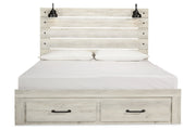 Cambeck Whitewash King Panel Bed with 2 Storage Drawers - DMV FurnitureKing Bed