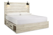 Cambeck Whitewash King Panel Bed with 2 Storage Drawers - DMV FurnitureKing Bed