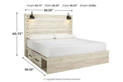 Cambeck Whitewash King Panel Bed with 2 Storage Drawers - DMV FurnitureKing Bed