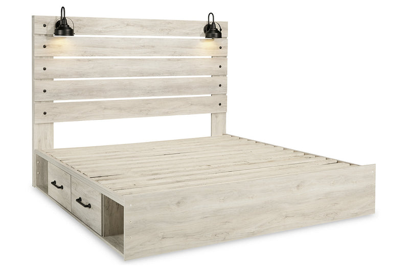 Cambeck Whitewash King Panel Bed with 4 Storage Drawers - DMV FurnitureKing Bed