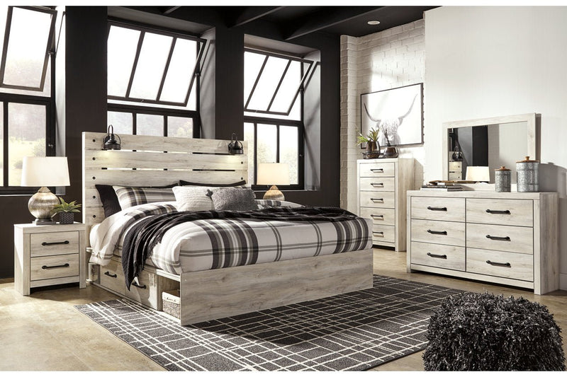 Cambeck Whitewash King Panel Bed with 4 Storage Drawers - DMV FurnitureKing Bed