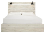 Cambeck Whitewash King Panel Bed with Storage and 2 Nightstands - B192B115