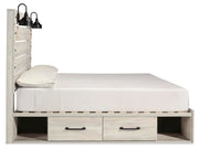 Cambeck Whitewash King Panel Bed with Storage and 2 Nightstands - B192B115