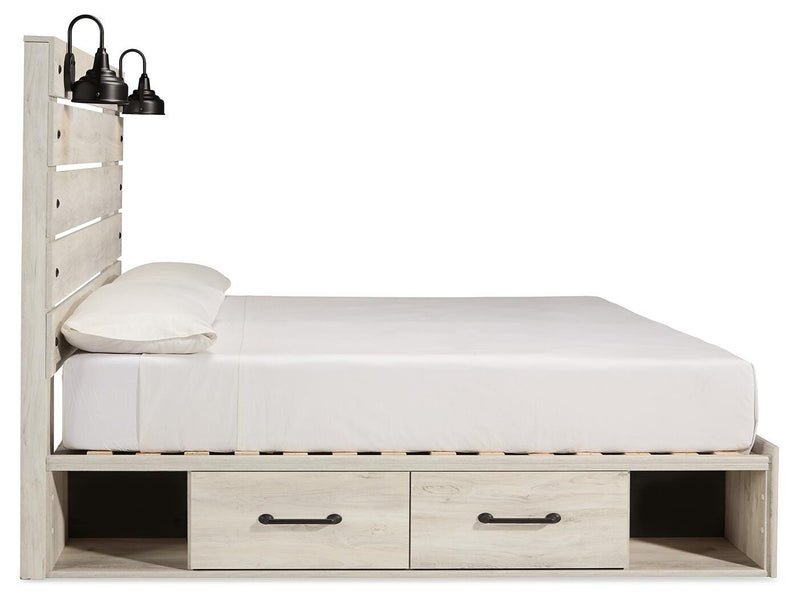 Cambeck Whitewash King Panel Storage Bed, Dresser and 2 Nightstands - B192B118