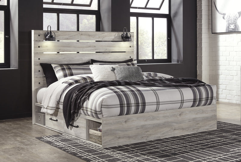 Cambeck Whitewash King Side Storage Platform Bed - DMV FurnitureKing Bed