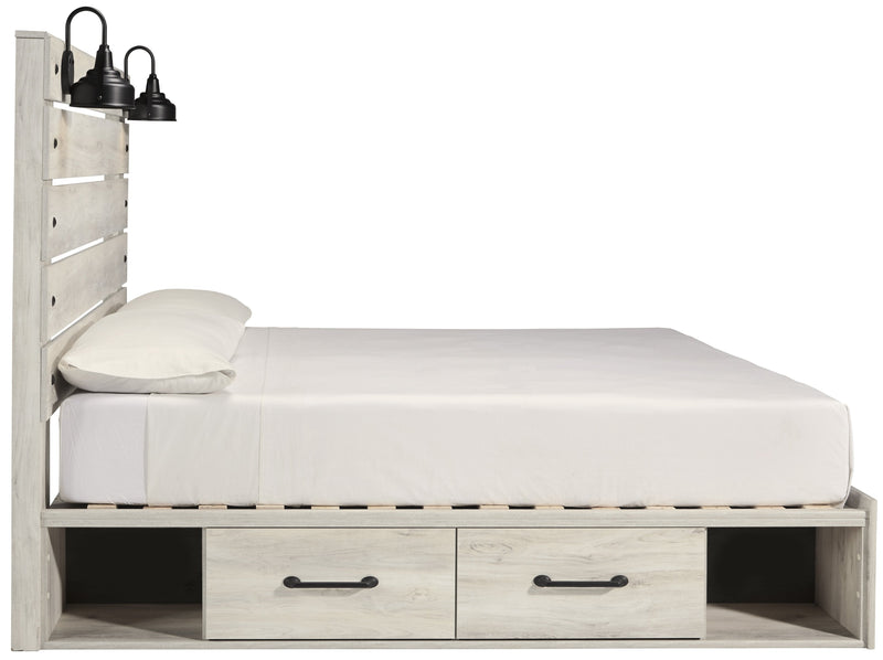 Cambeck Whitewash King Side Storage Platform Bed - DMV FurnitureKing Bed