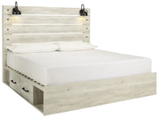 Cambeck Whitewash King Side Storage Platform Bed - DMV FurnitureKing Bed