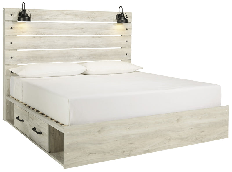 Cambeck Whitewash King Side Storage Platform Bed - DMV FurnitureKing Bed