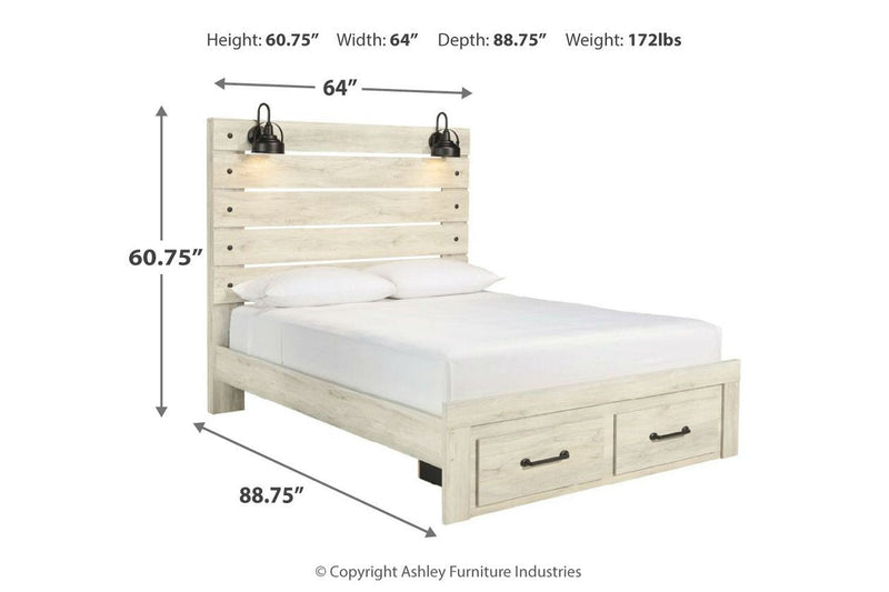 Cambeck Whitewash Queen Panel Bed with 2 Storage Drawers - DMV FurnitureQueen Bed