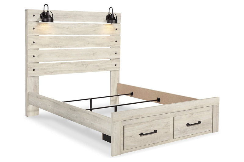 Cambeck Whitewash Queen Panel Bed with 2 Storage Drawers - DMV FurnitureQueen Bed