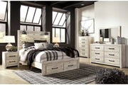 Cambeck Whitewash Queen Panel Bed with 2 Storage Drawers - DMV FurnitureQueen Bed