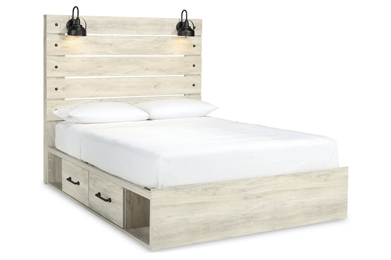 Cambeck Whitewash Queen Panel Bed with 2 Storage Drawers - DMV FurnitureQueen Bed