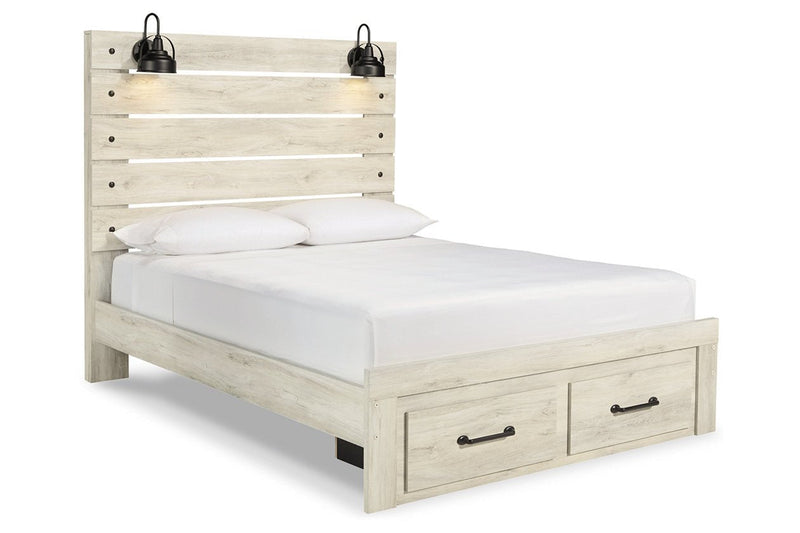 Cambeck Whitewash Queen Panel Bed with 2 Storage Drawers - DMV FurnitureQueen Bed