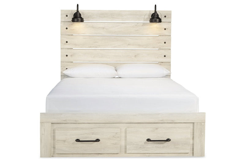 Cambeck Whitewash Queen Panel Bed with 2 Storage Drawers - DMV FurnitureQueen Bed