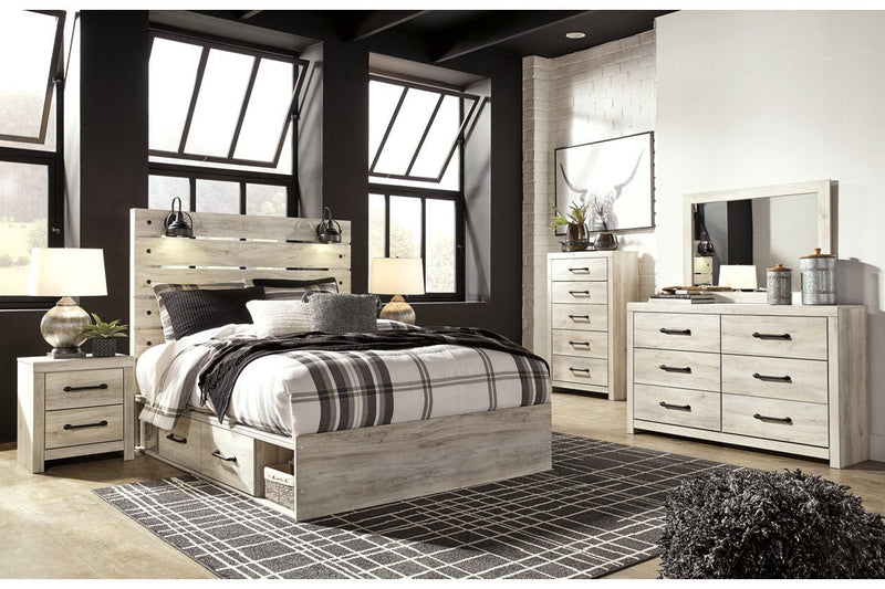 Cambeck Whitewash Queen Panel Bed with 2 Storage Drawers - DMV FurnitureQueen Bed