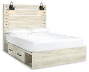 Cambeck Whitewash Queen Panel Bed with Storage, Dresser and 2 Nightstands - B192B114