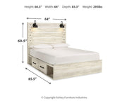 Cambeck Whitewash Queen Panel Bed with Storage, Dresser and 2 Nightstands - B192B99