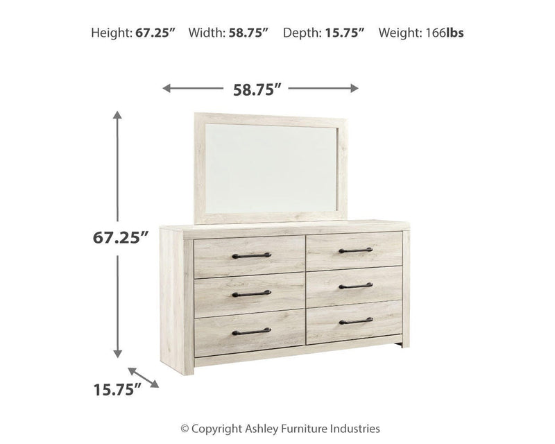 Cambeck Whitewash Queen Panel Storage Bed, Dresser, Mirror, 2 Chests and 2 Nightstands - B192B90
