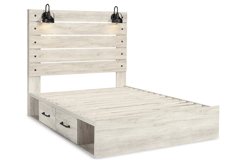 Cambeck Whitewash Queen Platform Bed with 2 Storage Drawers - DMV FurnitureQueen Bed