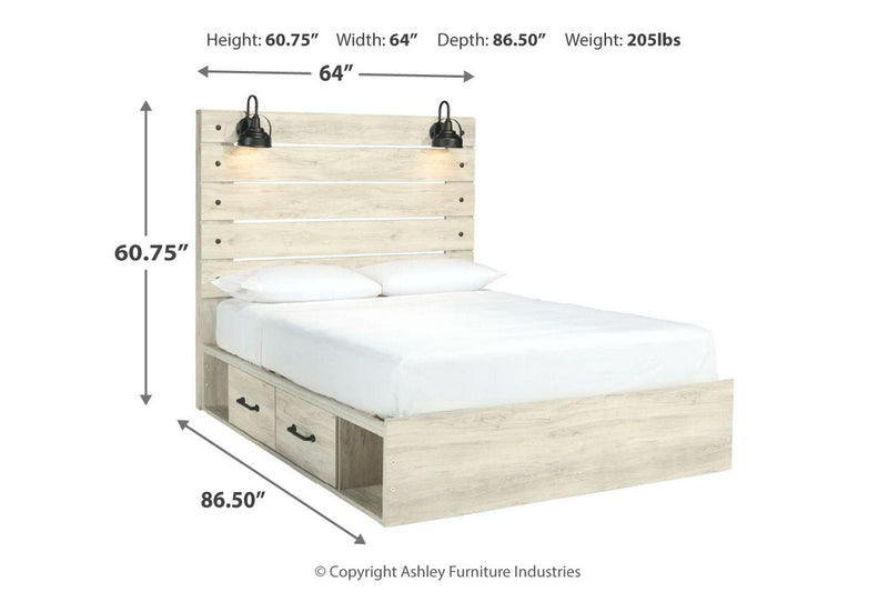 Cambeck Whitewash Queen Platform Bed with 2 Storage Drawers - DMV FurnitureQueen Bed