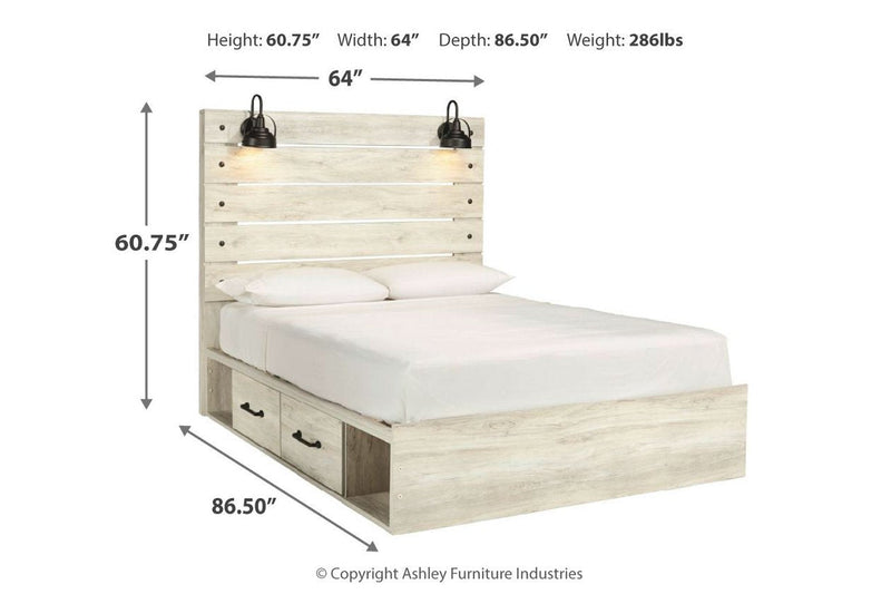 Cambeck Whitewash Queen Platform Bed with 4 Storage Drawers - DMV FurnitureQueen Bed
