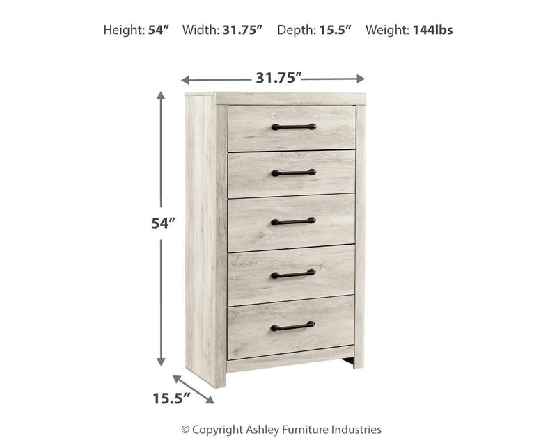 Cambeck Whitewash Twin Panel Bed, Dresser, Chest and Nightstand - B192B84