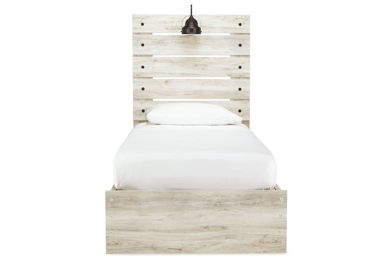 Cambeck Whitewash Twin Panel Bed with 2 Storage Drawers - DMV FurnitureTwin Bed