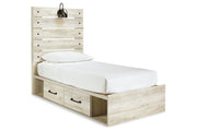 Cambeck Whitewash Twin Panel Bed with 2 Storage Drawers - DMV FurnitureTwin Bed